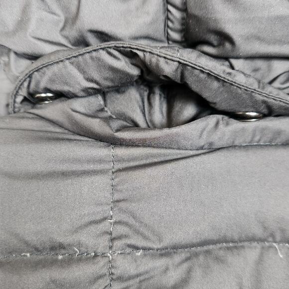 Lands End Goose Down Puffer Coat Large 14-16 Black Hooded Long Quilted Parka - Picture 9 of 13